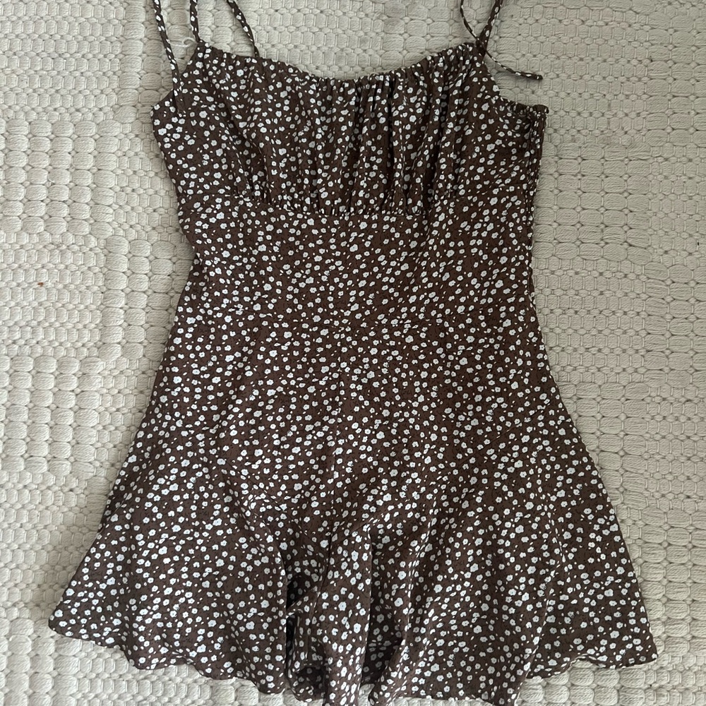 Brown Floral Romper Dress